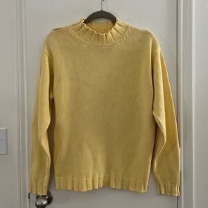 Vintage Talbots butter yellow 100% cotton mock neck sweater, size medium!
